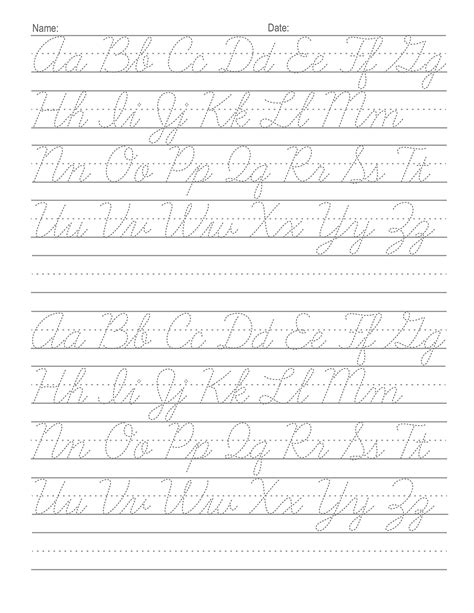 Cursive Letters Tracing Guide