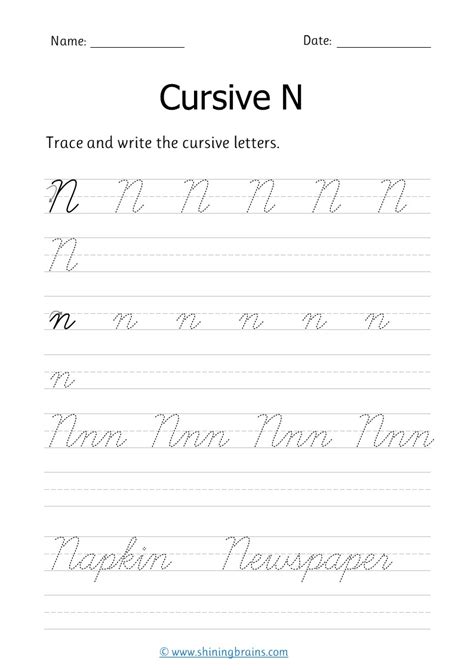 Cursive N Superstar Worksheets Cursive N And M - Cursive N And M