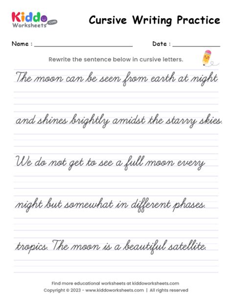 Cursive Writing Sentences