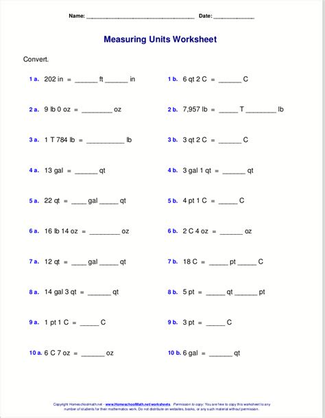 Customary Measuring Units Worksheets Homeschool Math Metric To English Conversion Worksheet - Metric To English Conversion Worksheet