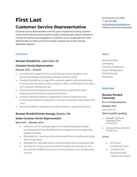 Customer Service Representative Resume Templates