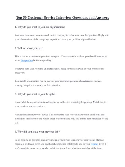 customer service scenario interview questions answers