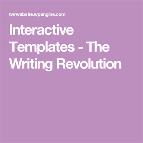 Customizable Templates Overview The Writing Revolution Writing Revolution Templates - Writing Revolution Templates