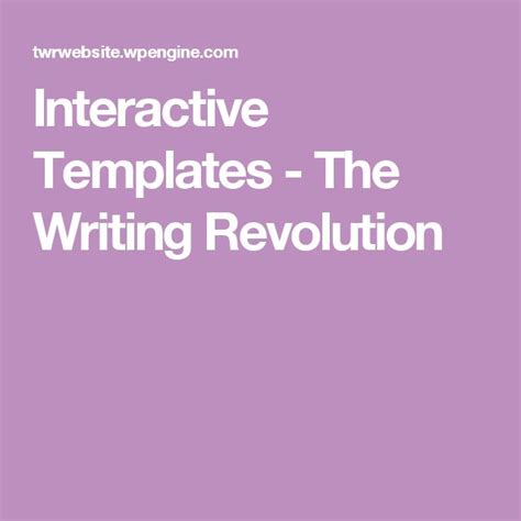 Customizable Templates The Writing Revolution Writing Revolution Templates - Writing Revolution Templates