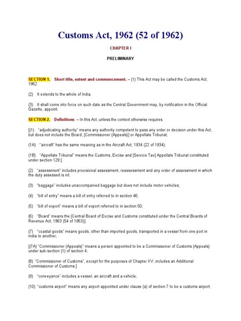 Customs Act 1962 Pdf