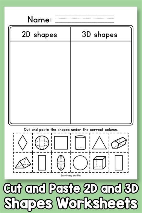 Cut And Paste 2d And 3d Shapes Worksheets Third Grade 3d Shapes Worksheet - Third Grade 3d Shapes Worksheet