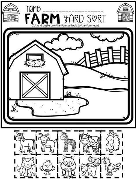 Cut And Paste Farm Addition Worksheets For Kindergarten Kindergarten Worksheet Print Images - Kindergarten Worksheet Print Images
