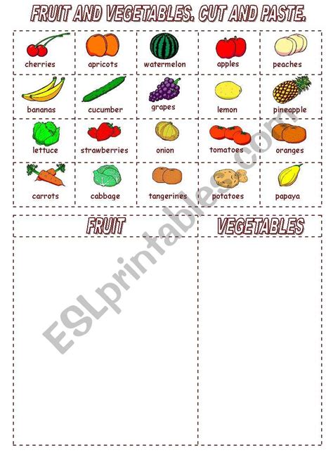 Cut And Paste Fruits Amp Vegetable Worksheets For Preschool Fruits And Vegetables Worksheets - Preschool Fruits And Vegetables Worksheets