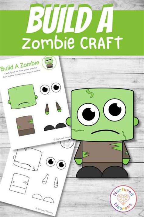 Cut And Paste Zombie Craft Perfect For Preschool Halloween Cut And Paste Crafts - Halloween Cut And Paste Crafts