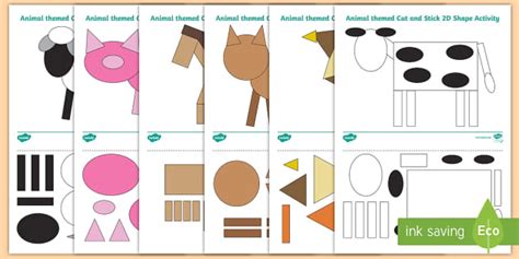 Cut Out Animal Shapes Activity 2d Animal Pictures Shape Animal Cut And Paste Set - Shape Animal Cut And Paste Set