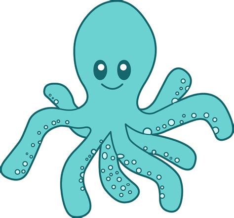 Cute Blue Octopus Drawing