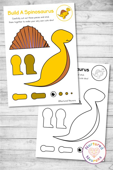 Cute Build A Spinosaurus Craft Cut And Paste Cut And Paste Dinosaur - Cut And Paste Dinosaur