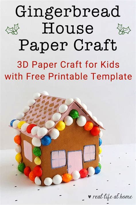 Cute Gingerbread House Paper Craft With Free Printable Paper Gingerbread House Template - Paper Gingerbread House Template