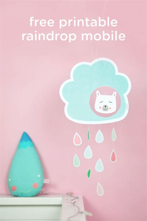 Cute Paper Cloud Raindrop Mobile With Free Printable Raindrop Cut Out Template - Raindrop Cut Out Template