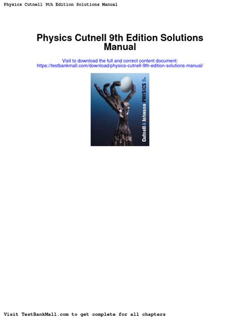 Read Online Cutnell And Johnson Physics 9Th Edition Solutions Manual 