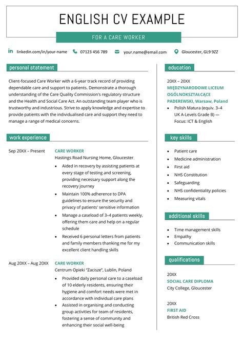 cv in english language