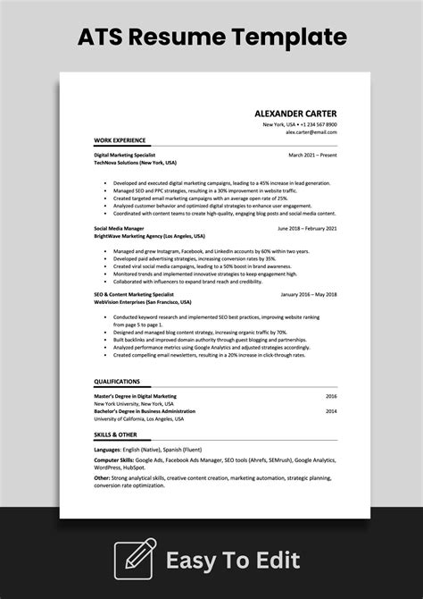 Cv Templates Ats Friendly