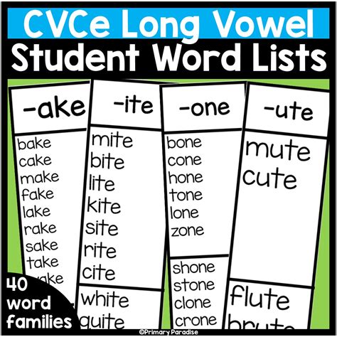 Cvce Long Vowel Word Family Free Printable Word Long Vowel Silent E Word List - Long Vowel Silent E Word List