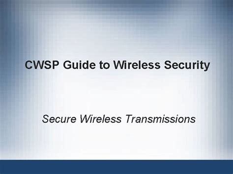 Read Online Cwsp Guide To Wireless Security 