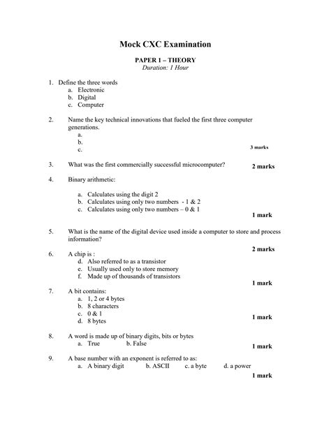Cxc Information Technology Paper 1