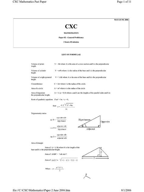 Cxc Mathematics Past Papers Multiple Choice