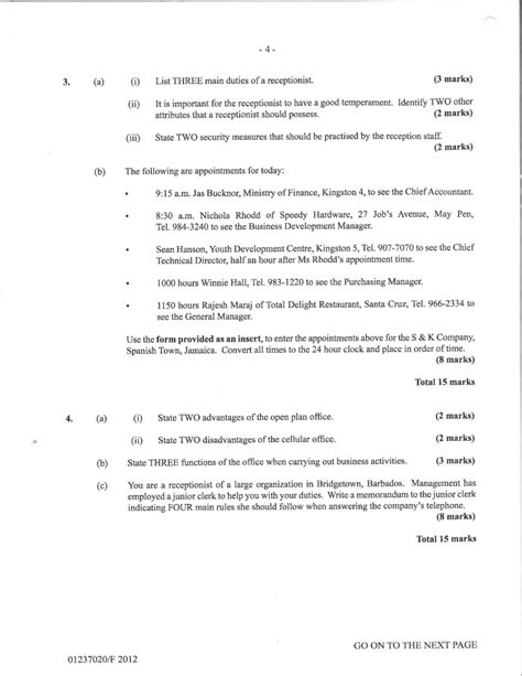 cxc office administration past papers with answers