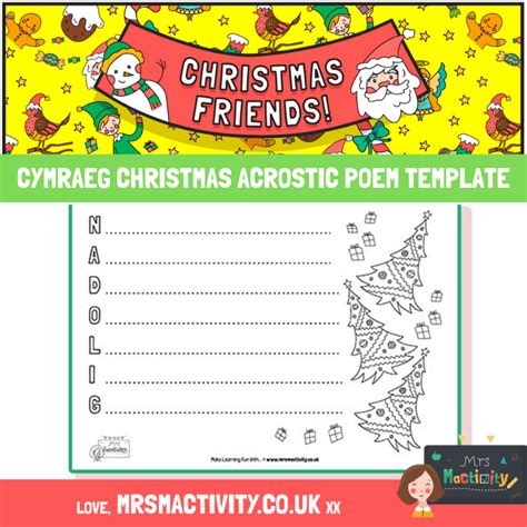 Cymraeg Christmas Acrostic Poem Templates Black And White Christmas Acrostic Poem Template - Christmas Acrostic Poem Template