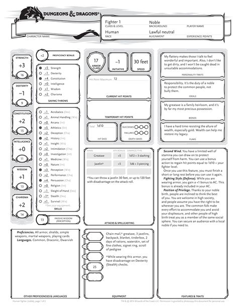 D And D Character Sheet