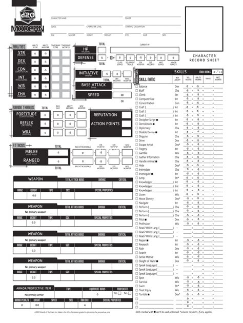 d20 Modern Char Sheet
