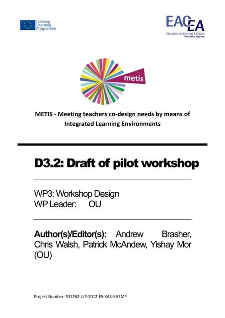 D3 2 Draft Of Pilot Workshop Metis Project