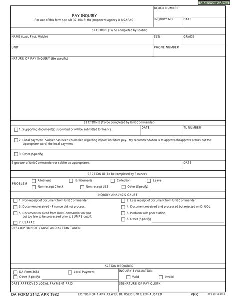 Da Form 2142