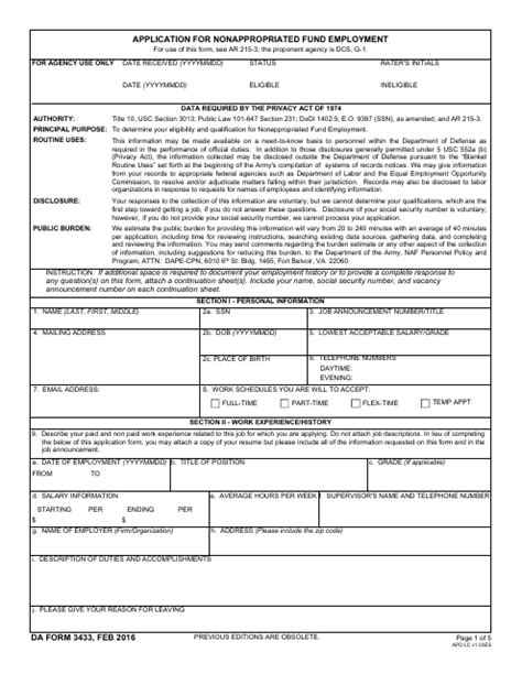 Da Form 3433