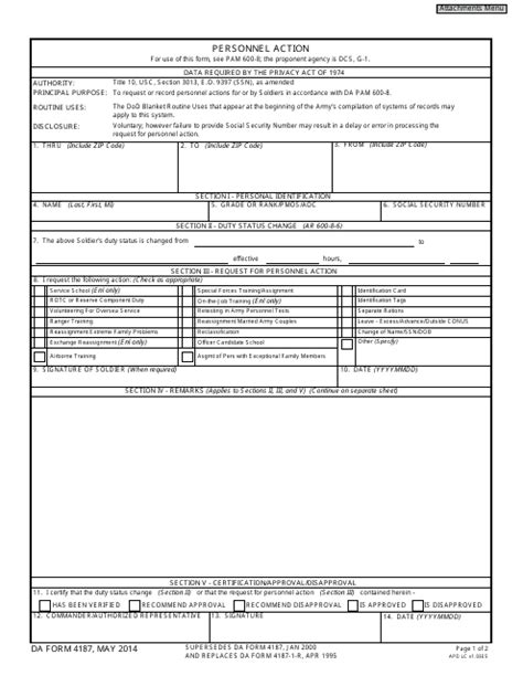 Da Form 4187 Pdf