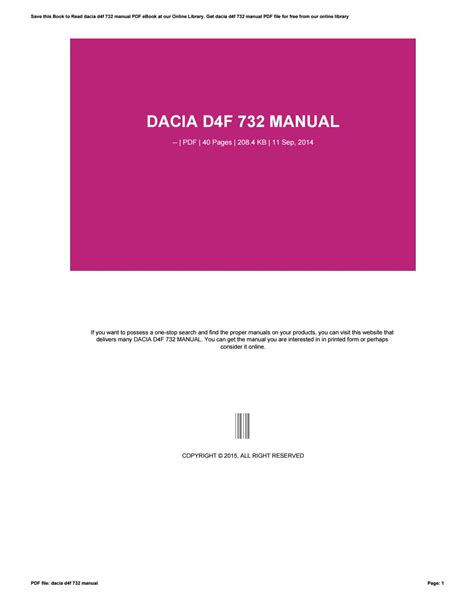 Full Download Dacia D4F 732 Manual 