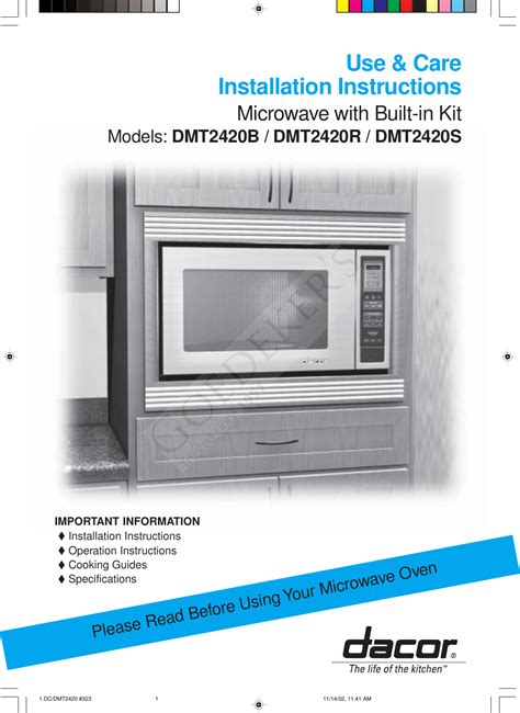 Download Dacor Dmt2420 User Guide 