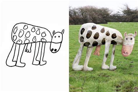Dad Recreates His Childrenu0027s Drawings Of Animals With Mother And Baby Animal Drawings - Mother And Baby Animal Drawings