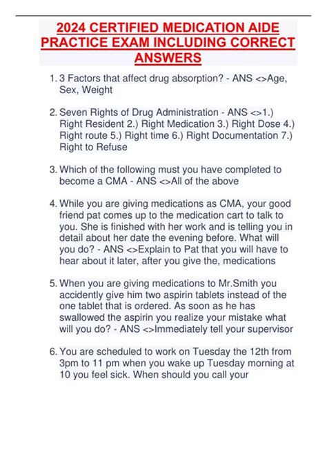 dads certifited medication aide practice test