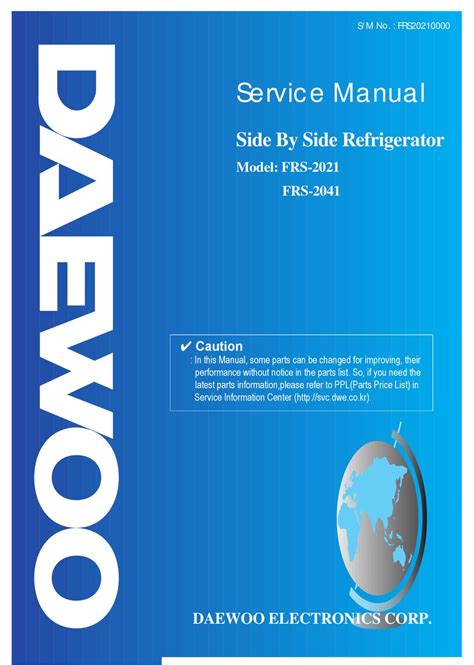 Read Daewoo Frs 2021 Refrigerator Service 