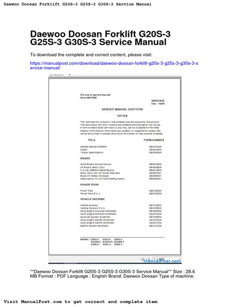 Full Download Daewoo G25S Service Manual 