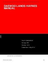 Download Daewoo Lanos Haynes Manual 