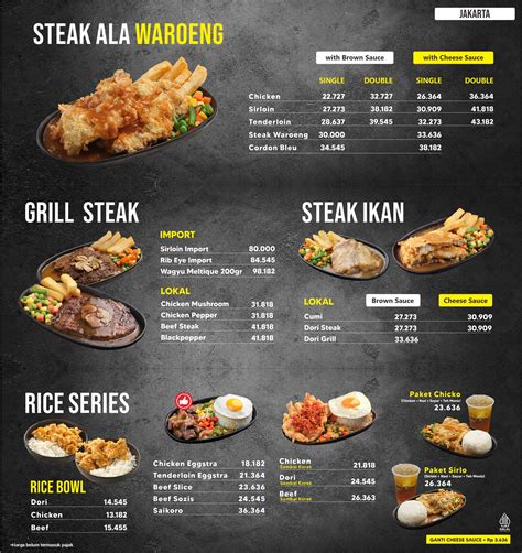 daftar menu steak and shake