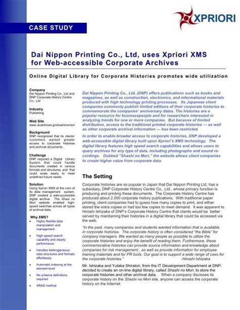 Dai Nippon Printing Case Study Isin
