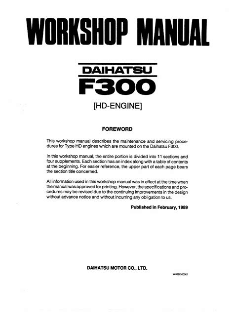 Read Daihatsu F300 Service Manual Repair Manual 