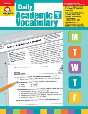 Daily Academic Vocabulary Grade 5 Teacher Edition Academic Vocabulary 5th Grade - Academic Vocabulary 5th Grade
