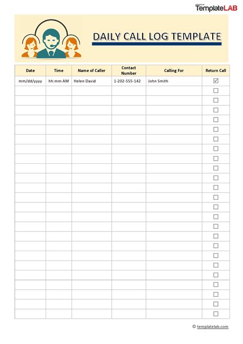 Daily Call Log Sheet For Sales