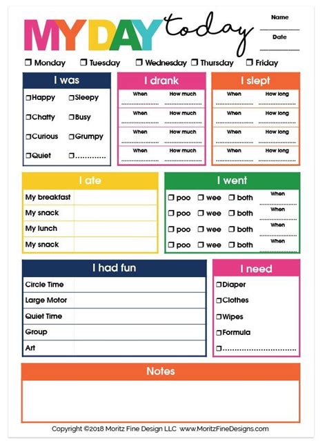 Daily Care Sheet Resource Pack Childminders Daily Diary Preschool Daily Sheets - Preschool Daily Sheets