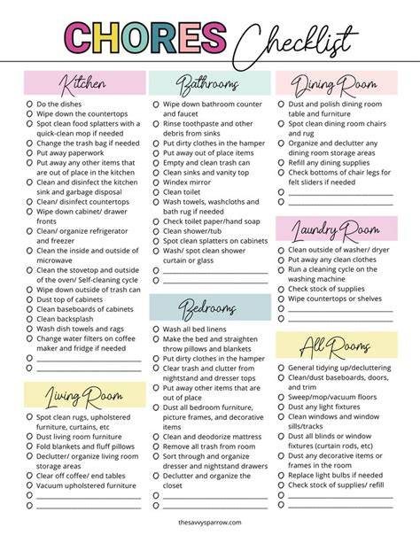 daily chore checklist d i y planner