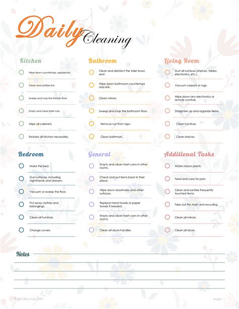 daily cleaning checklist template for gyms
