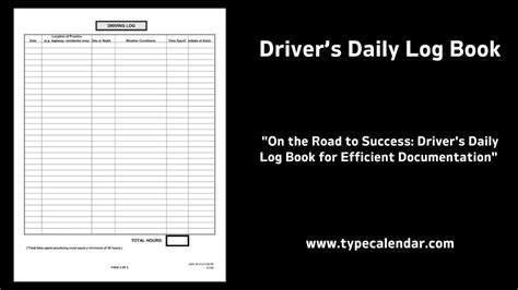 Daily Driver Log Book Driving Log