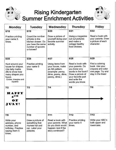 Daily Enrichment Activities Kindergarten Enrichment Activities - Kindergarten Enrichment Activities